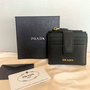 Prada Saffiano Black Leather Wallet – With Box & Authenticity Cards